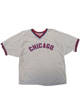 Vintage Steve & Barry's Chicago Cubs Red and Blue Ringer Collar V Neck Tee - L